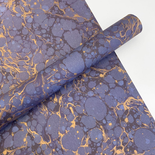 Dark Blue and Gold Marbled Print Italian Paper ~ Tassotti